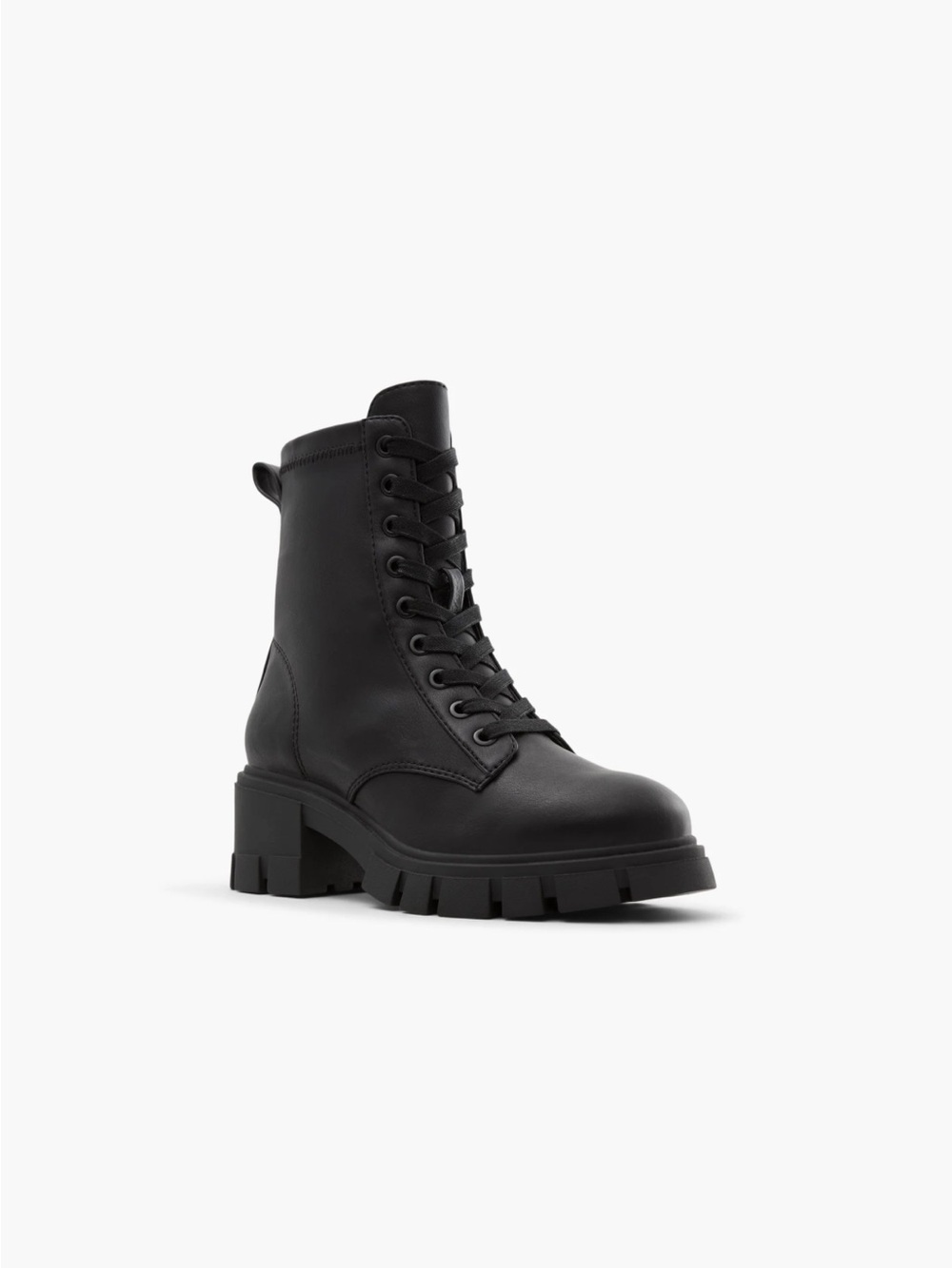 Call It Spring Black Lace-Up Lug Sole Ankle Boots